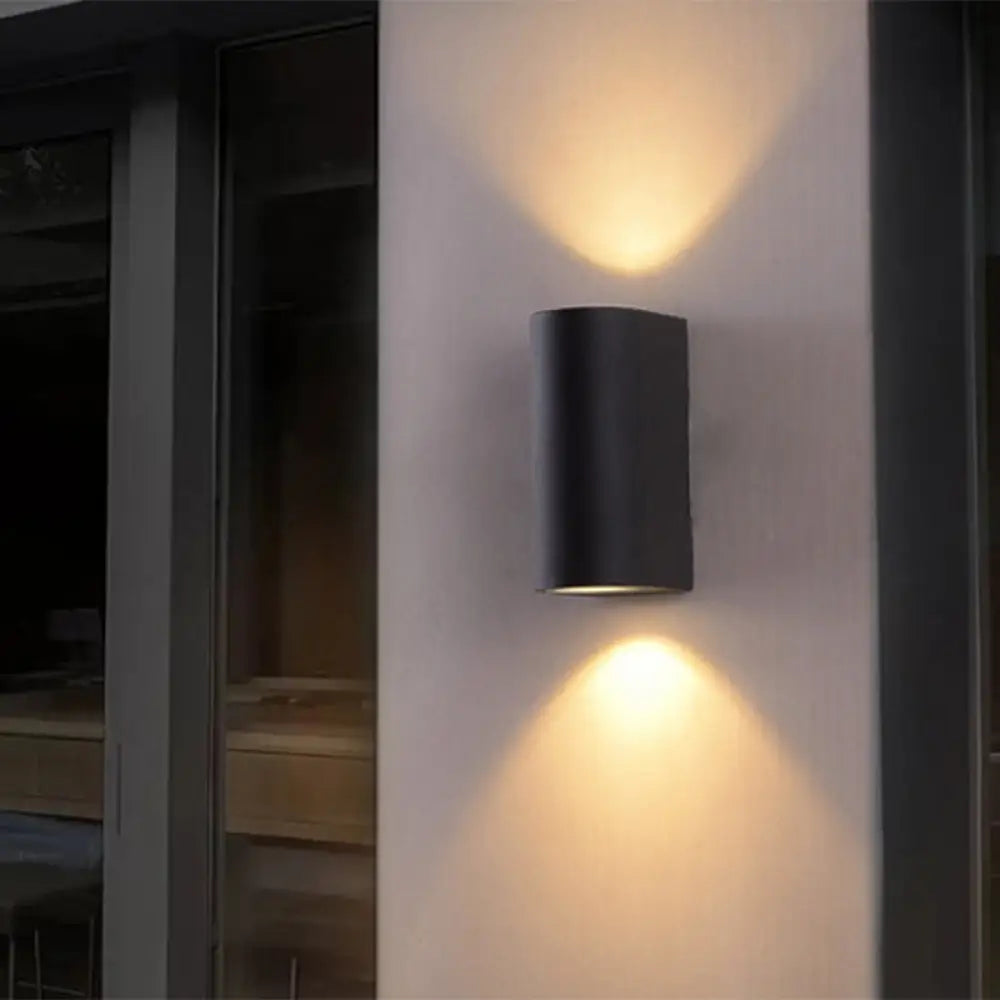 Black Aluminum Led Outdoor Cylinder Wall Light - Minimalist Flush Sconce / Small B