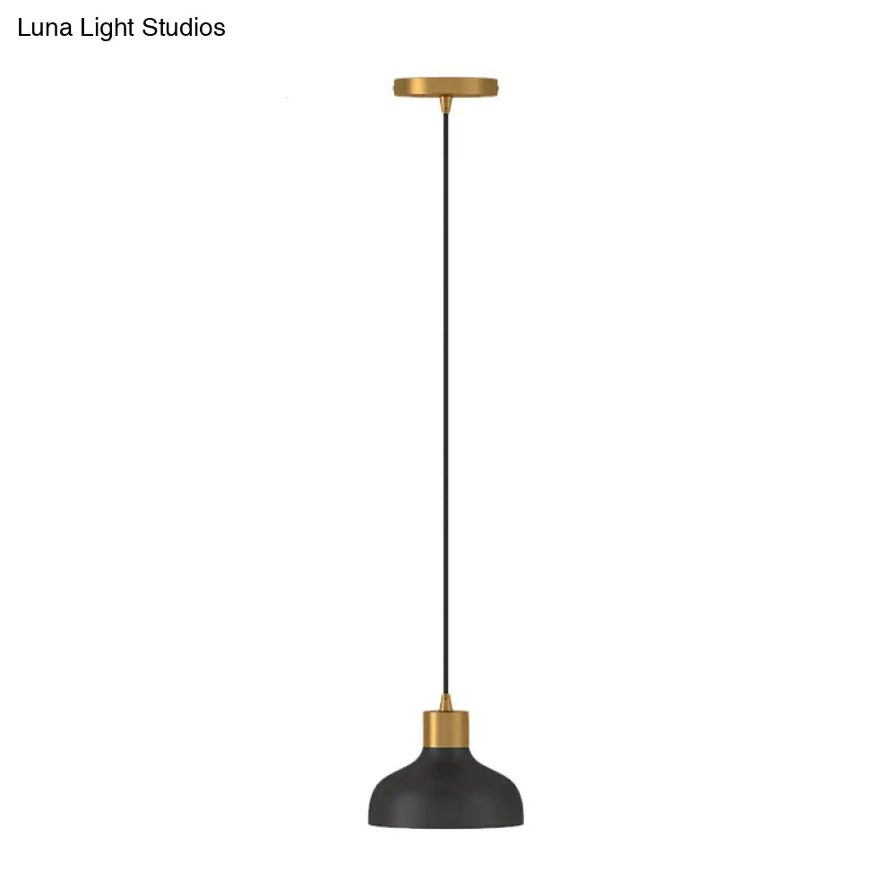 Black And Gold Bedside Pendant Light Kit With Bowl Shade