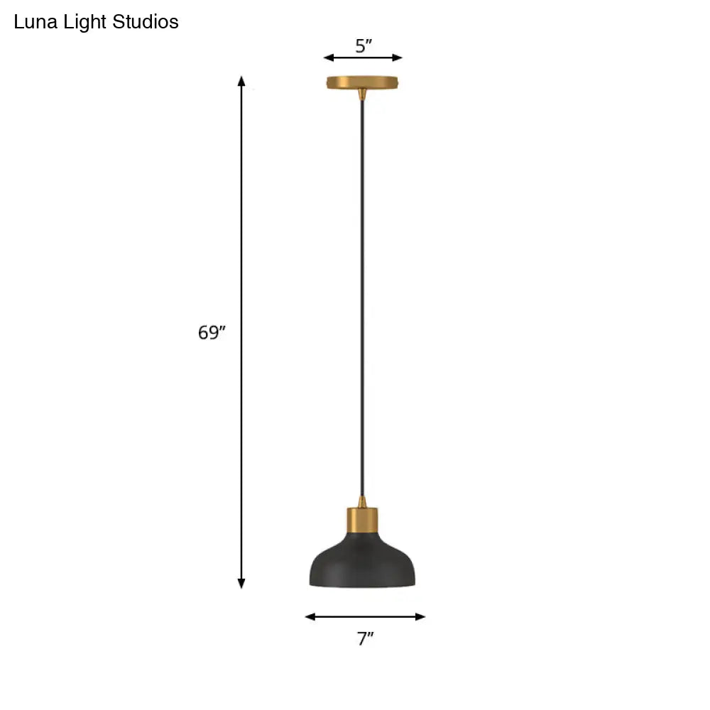 Black And Gold Bedside Pendant Light Kit With Bowl Shade