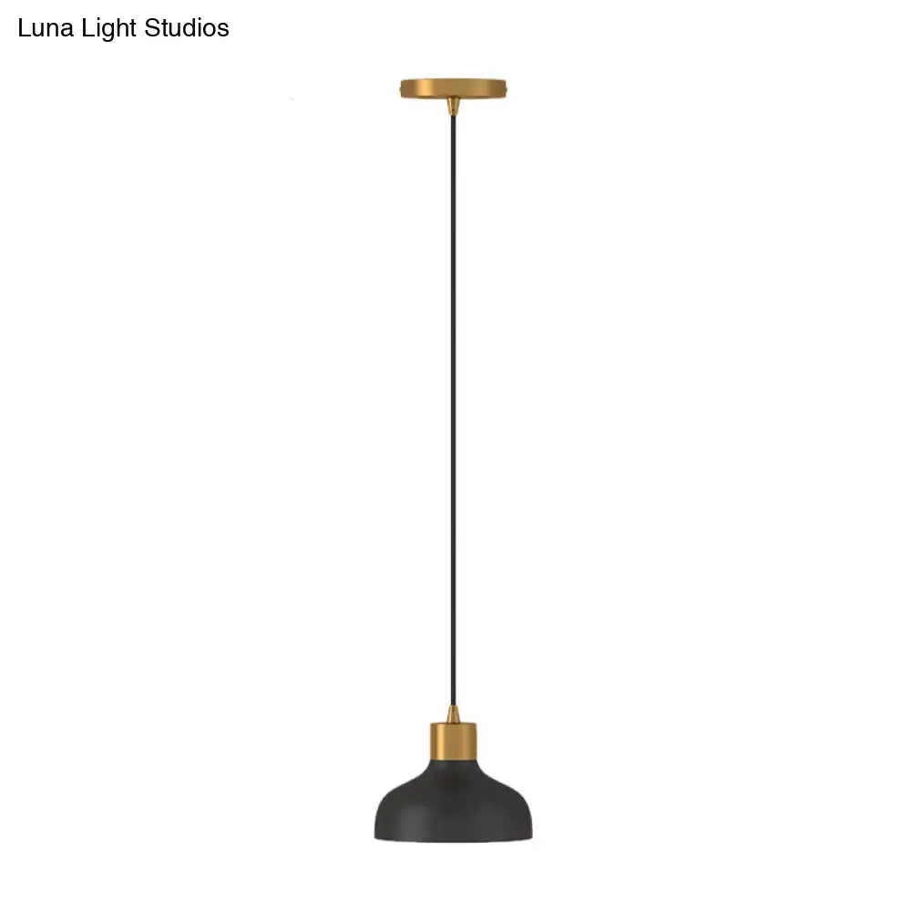 Black And Gold Bedside Pendant Light With Simple Design Bowl Metal Shade