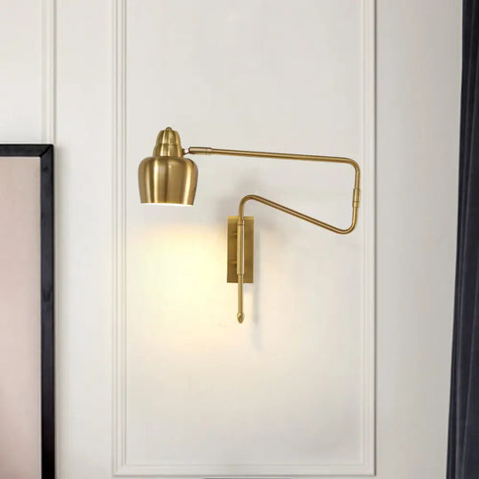 Black And Gold Industrial Wall Sconce With Angled Arm Bowl Shade