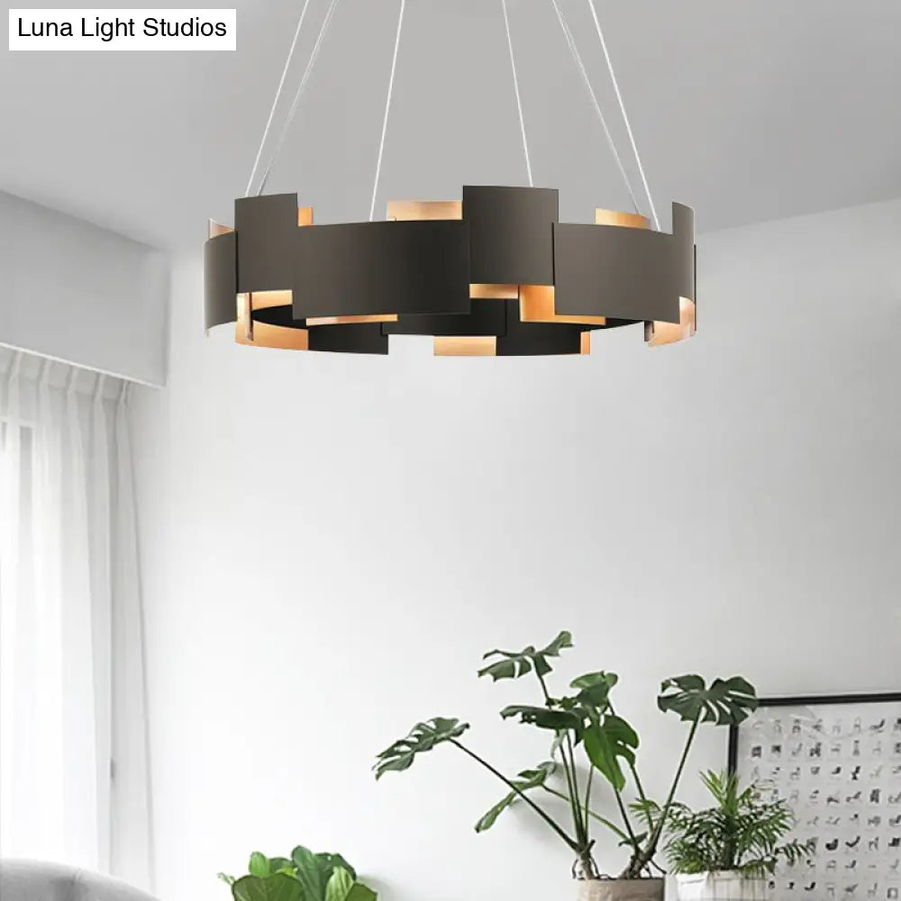 Postmodern Black And Gold Metal Pendant Chandelier Spliced Inner Suspension Light