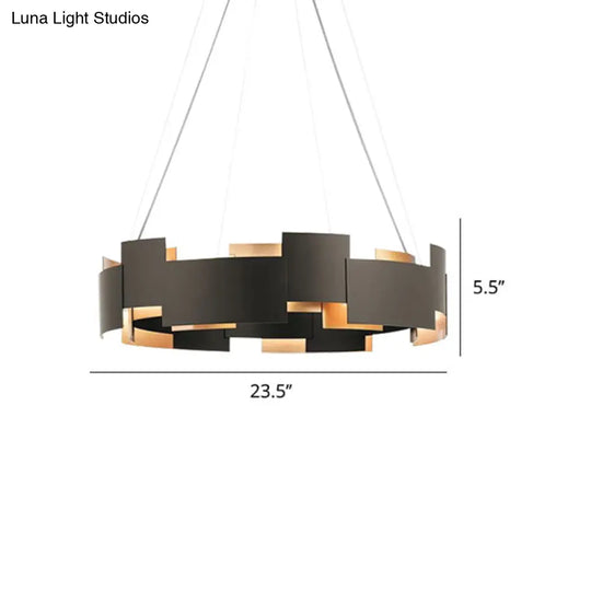 Postmodern Black And Gold Metal Pendant Chandelier Spliced Inner Suspension Light