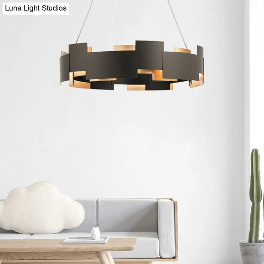 Postmodern Black And Gold Metal Pendant Chandelier Spliced Inner Suspension Light