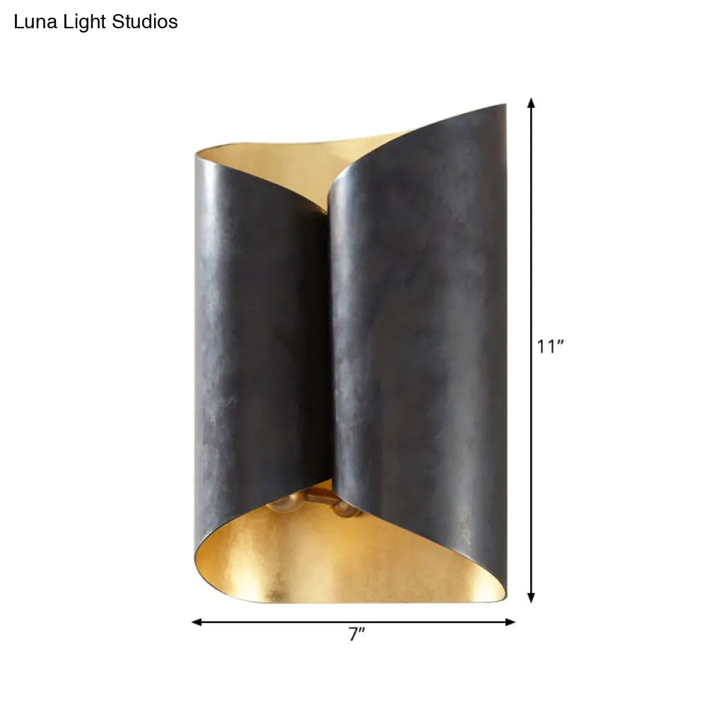 Black And Gold Scroll Sconce Wall Lamp With Double Lights