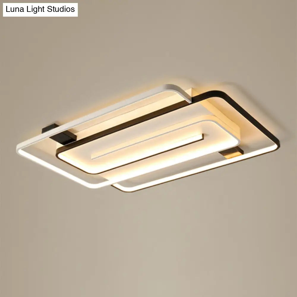 Black And White Acrylic Flush Ceiling Light - Modern Geometric Style With Led Fixture Black-White /