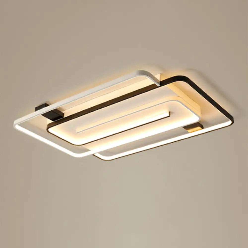 Black And White Acrylic Flush Ceiling Light - Modern Geometric Style With Led Fixture Black - White