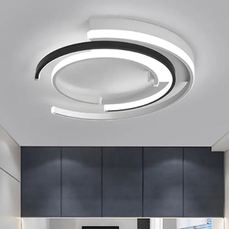 Black And White Led Circular Flush Mount For Modern Acrylic Bedroom Lighting Black - White / 16’