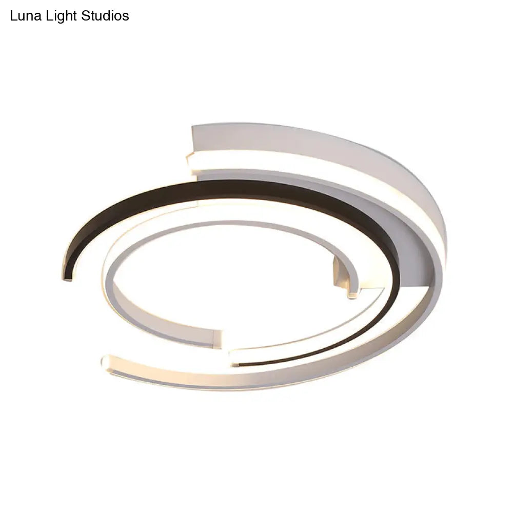 Black And White Led Circular Flush Mount For Modern Acrylic Bedroom Lighting
