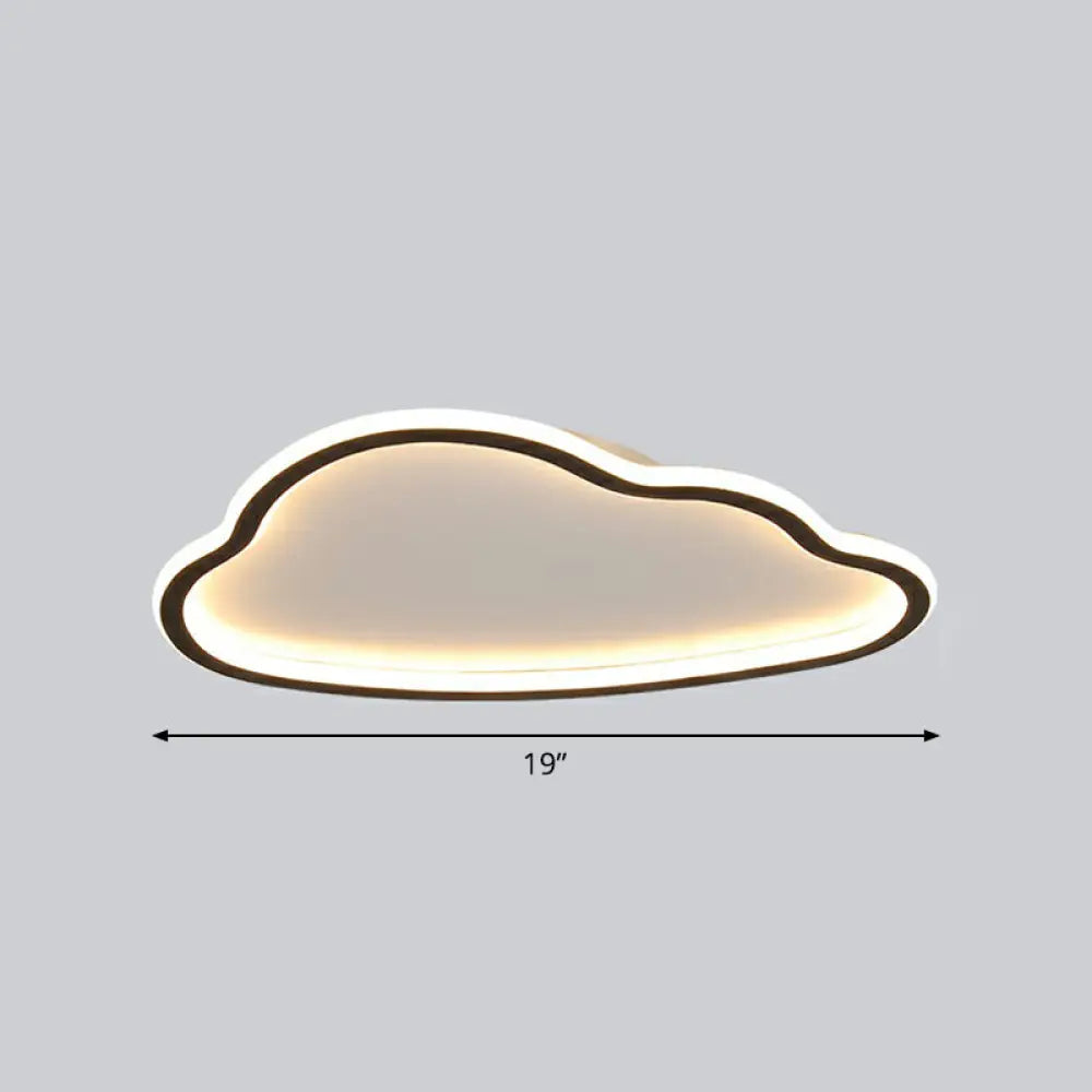 Black And White Led Cloud Ceiling Light With Acrylic Shade - Flush Mount Simple Design / 19’ Warm