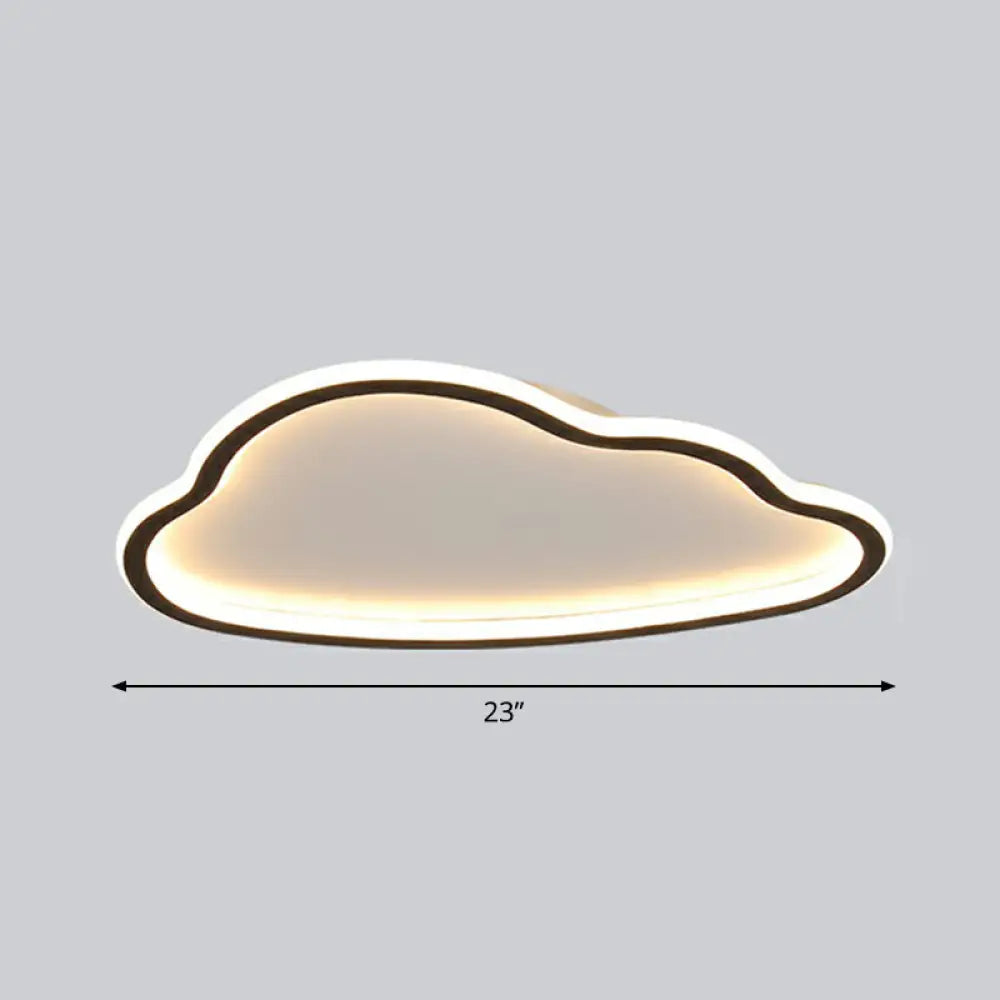Black And White Led Cloud Ceiling Light With Acrylic Shade - Flush Mount Simple Design / 23’ Warm