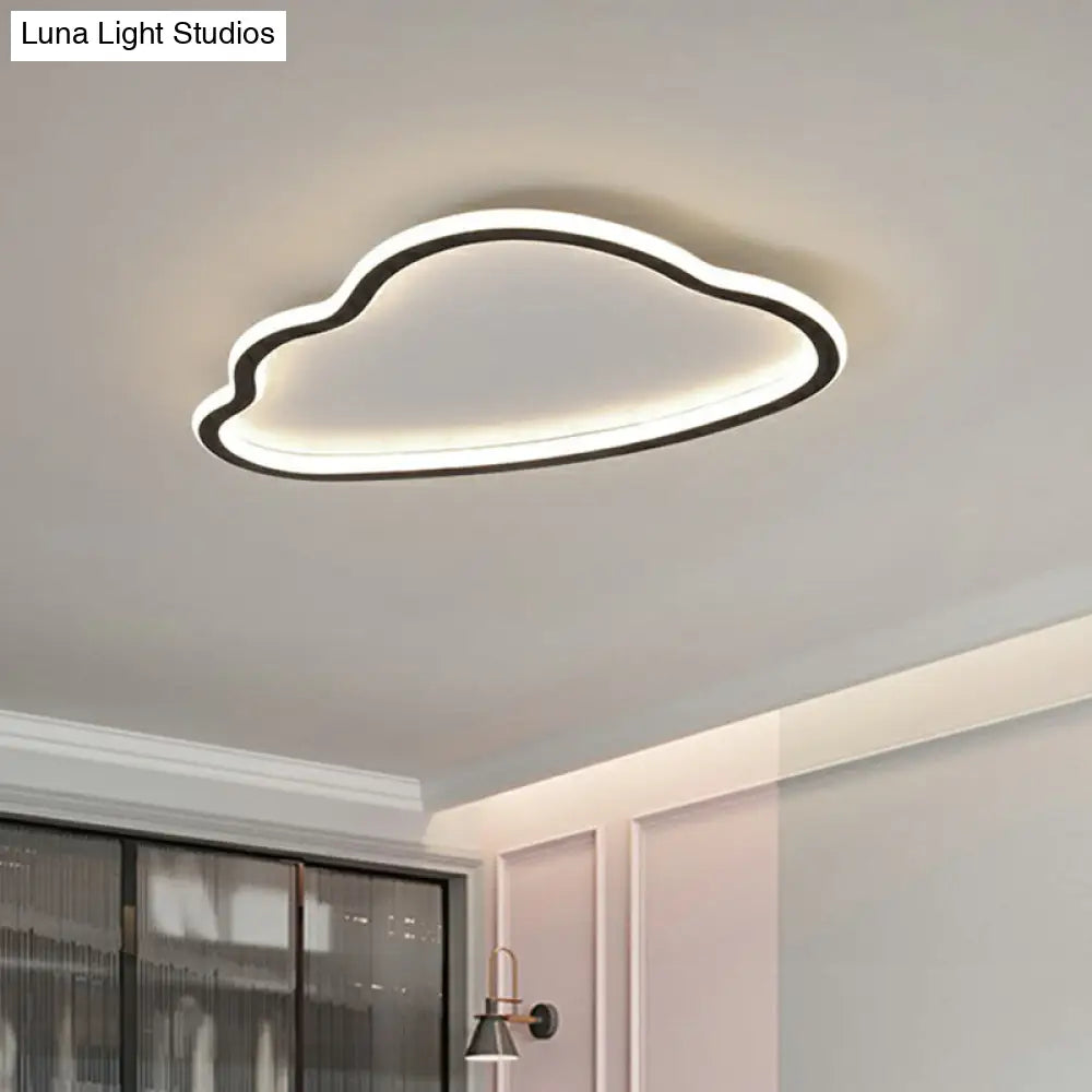 Black And White Led Cloud Ceiling Light With Acrylic Shade - Flush Mount Simple Design