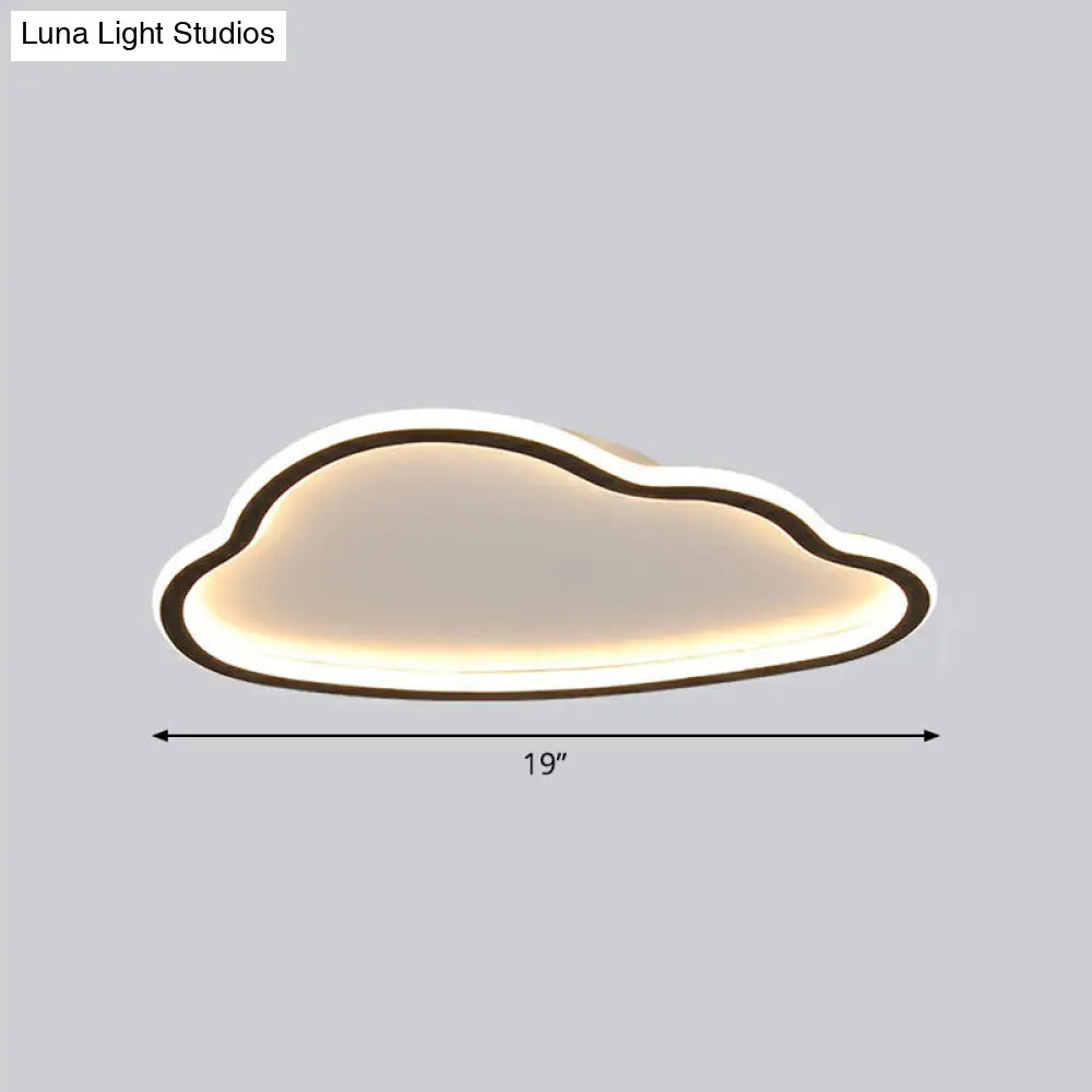 Black And White Led Cloud Ceiling Light With Acrylic Shade - Flush Mount Simple Design / 19 Third