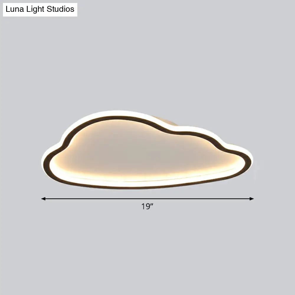 Black And White Led Cloud Ceiling Light With Acrylic Shade - Flush Mount Simple Design / 19 Remote