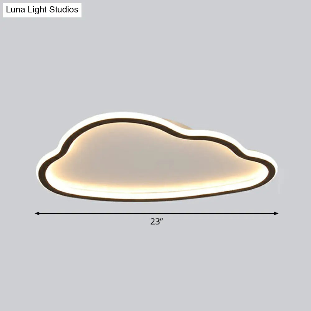 Black And White Led Cloud Ceiling Light With Acrylic Shade - Flush Mount Simple Design / 23 Warm