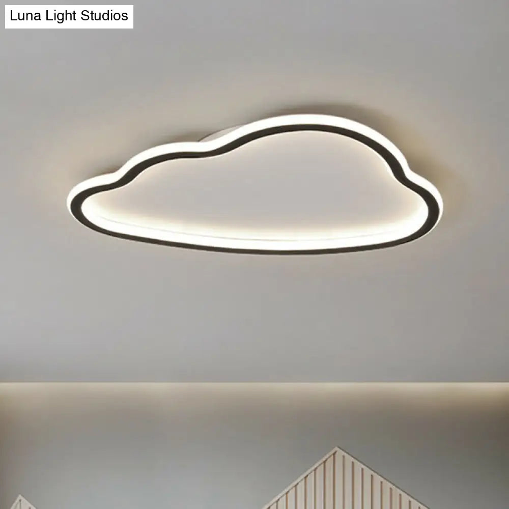 Black And White Led Cloud Ceiling Light With Acrylic Shade - Flush Mount Simple Design