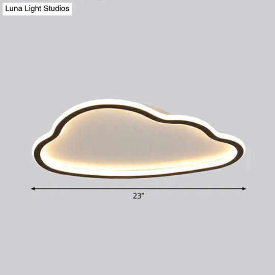 Black And White Led Cloud Ceiling Light With Acrylic Shade - Flush Mount Simple Design / 23 Remote