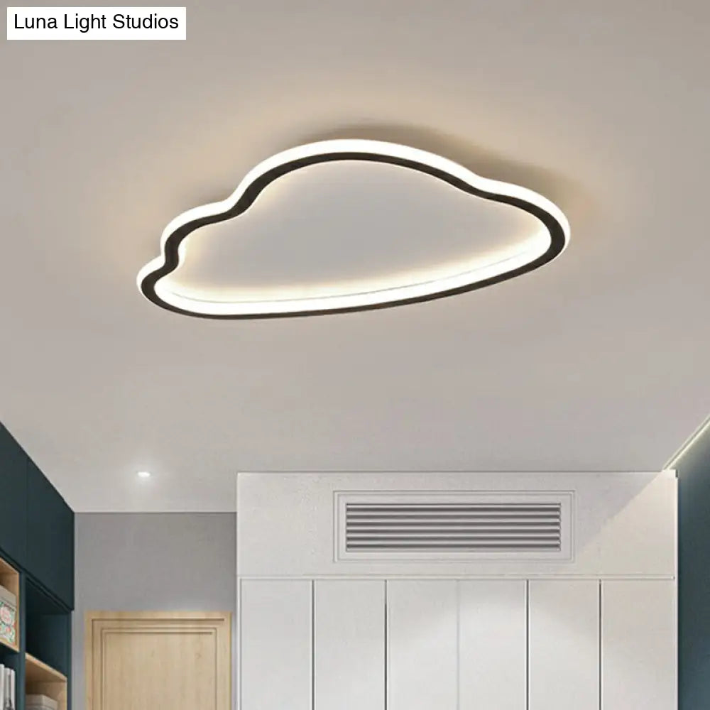 Black And White Led Cloud Ceiling Light With Acrylic Shade - Flush Mount Simple Design