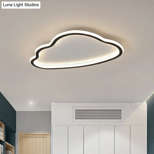 Black And White Led Cloud Ceiling Light With Acrylic Shade - Flush Mount Simple Design