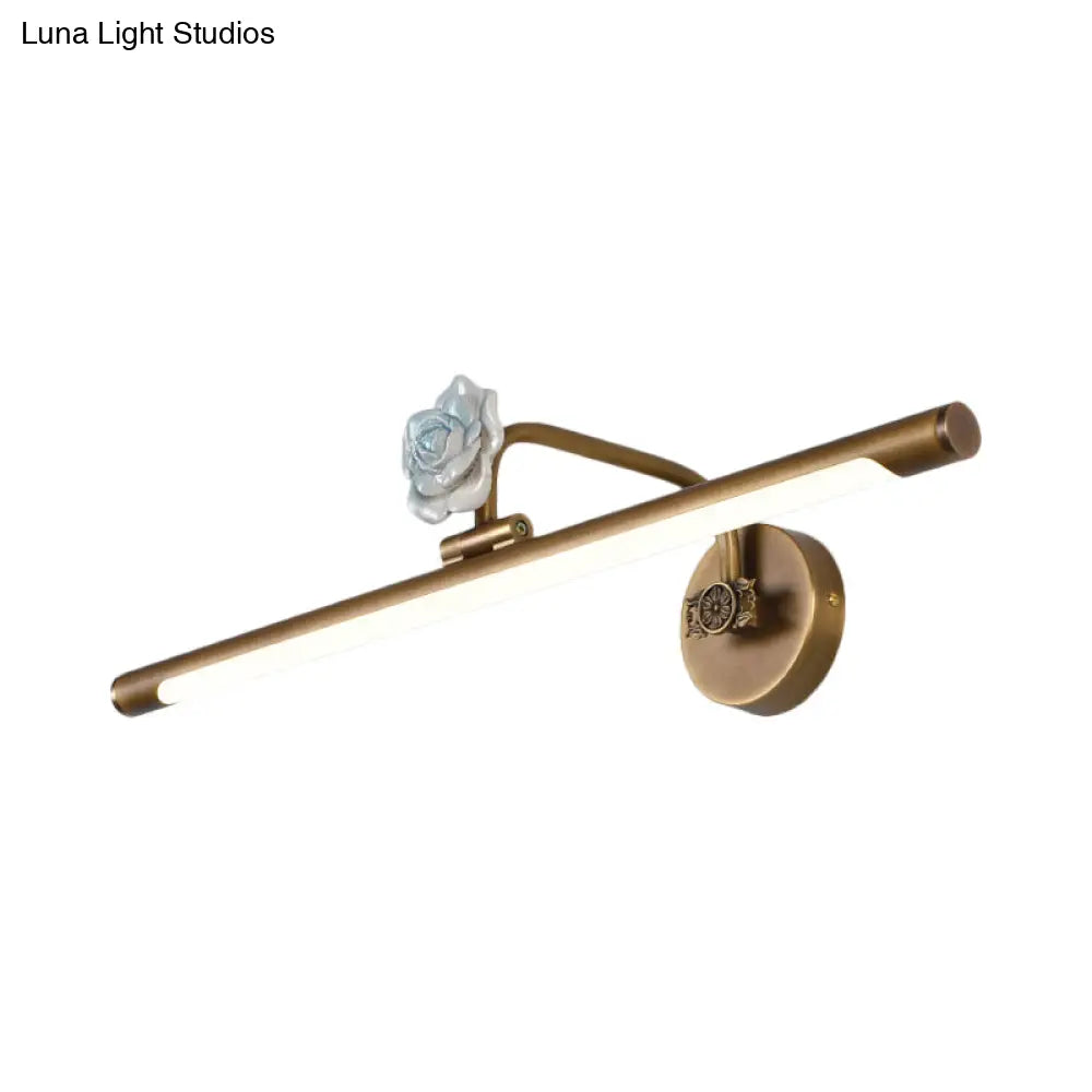 Black/Antique Brass Led Bathroom Sconce - Classic Metal Vanity Light Fixture In White/Warm/Natural