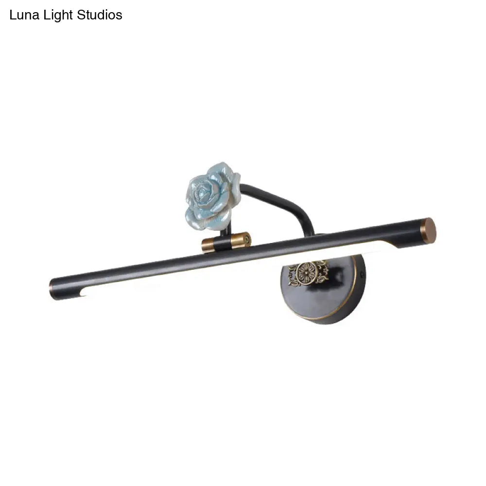 Black/Antique Brass Led Bathroom Sconce - Classic Metal Vanity Light Fixture In White/Warm/Natural