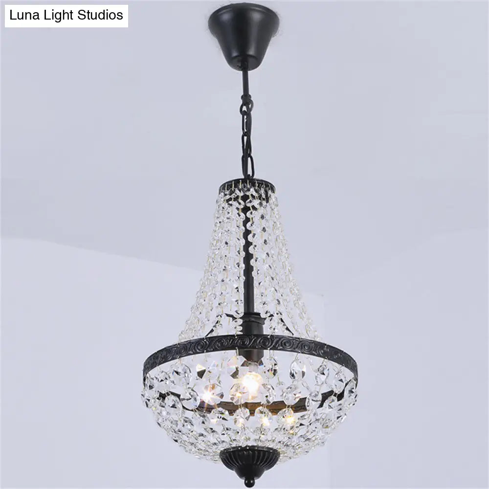 Black Basket Pendant Lamp With Crystal Shade - Simplicity And Style In One Bulb Fixture