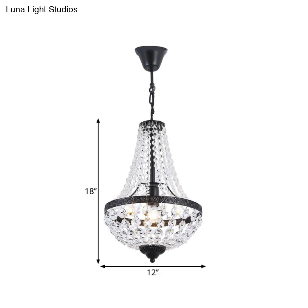 Black Basket Pendant Lamp With Crystal Shade - Simplicity And Style In One Bulb Fixture