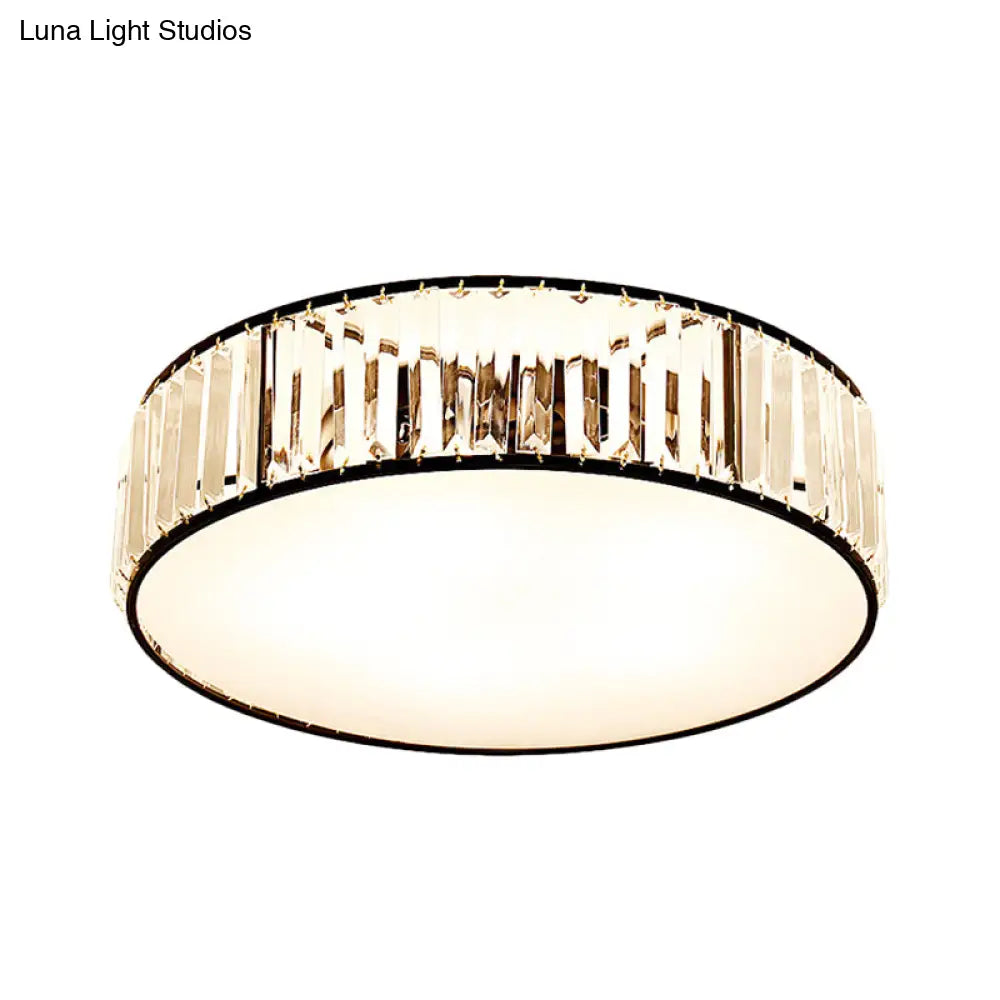 Black/Bronze Drum Flush Mount Crystal Ceiling Light - Elegant 3/4/5-Light Lamp For Bedroom