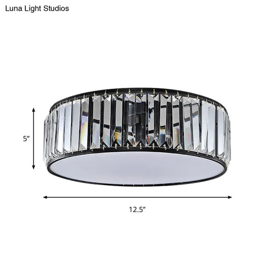 Black/Bronze Drum Flush Mount Crystal Ceiling Light - Elegant 3/4/5-Light Lamp For Bedroom