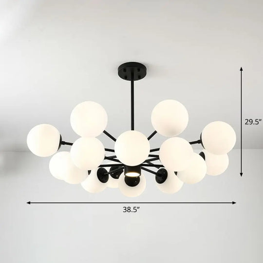 Black Bubbles Chandelier Lighting With Nordic Frosted White Glass - Perfect For Dining Room 16 /