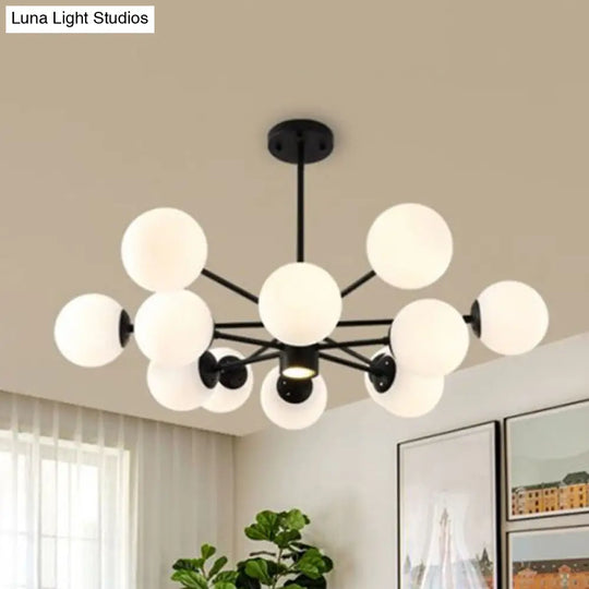 Nordic Frosted White Glass Chandelier For Dining Room - Black Bubbles Lighting