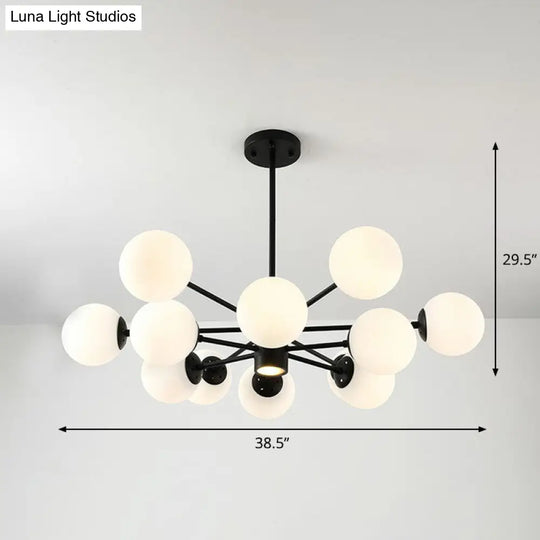 Nordic Frosted White Glass Chandelier For Dining Room - Black Bubbles Lighting 12 /