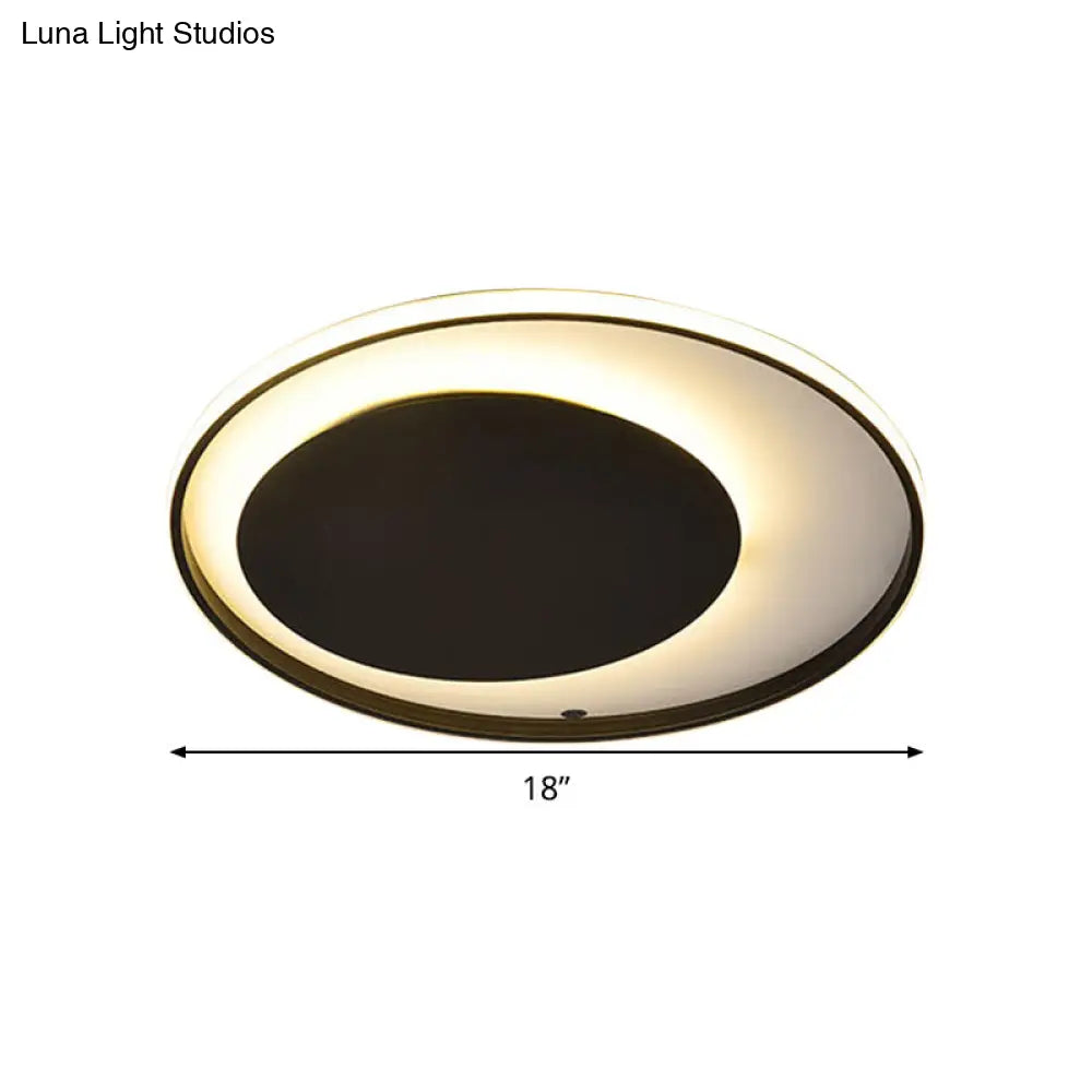 Black Circle Ceiling Lamp - Simple Style Acrylic 18/23.5 Wide Led Flush Mount Lighting Warm/White