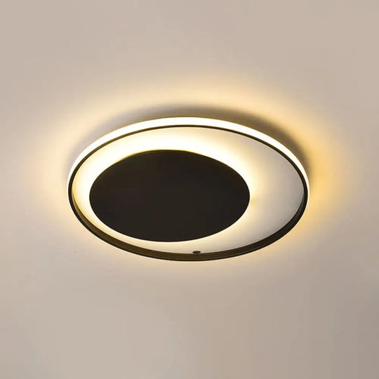 Black Circle Ceiling Lamp - Simple Style Acrylic 18’/23.5’ Wide Led Flush Mount Lighting