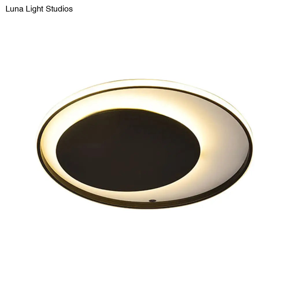 Black Circle Ceiling Lamp - Simple Style Acrylic 18/23.5 Wide Led Flush Mount Lighting Warm/White
