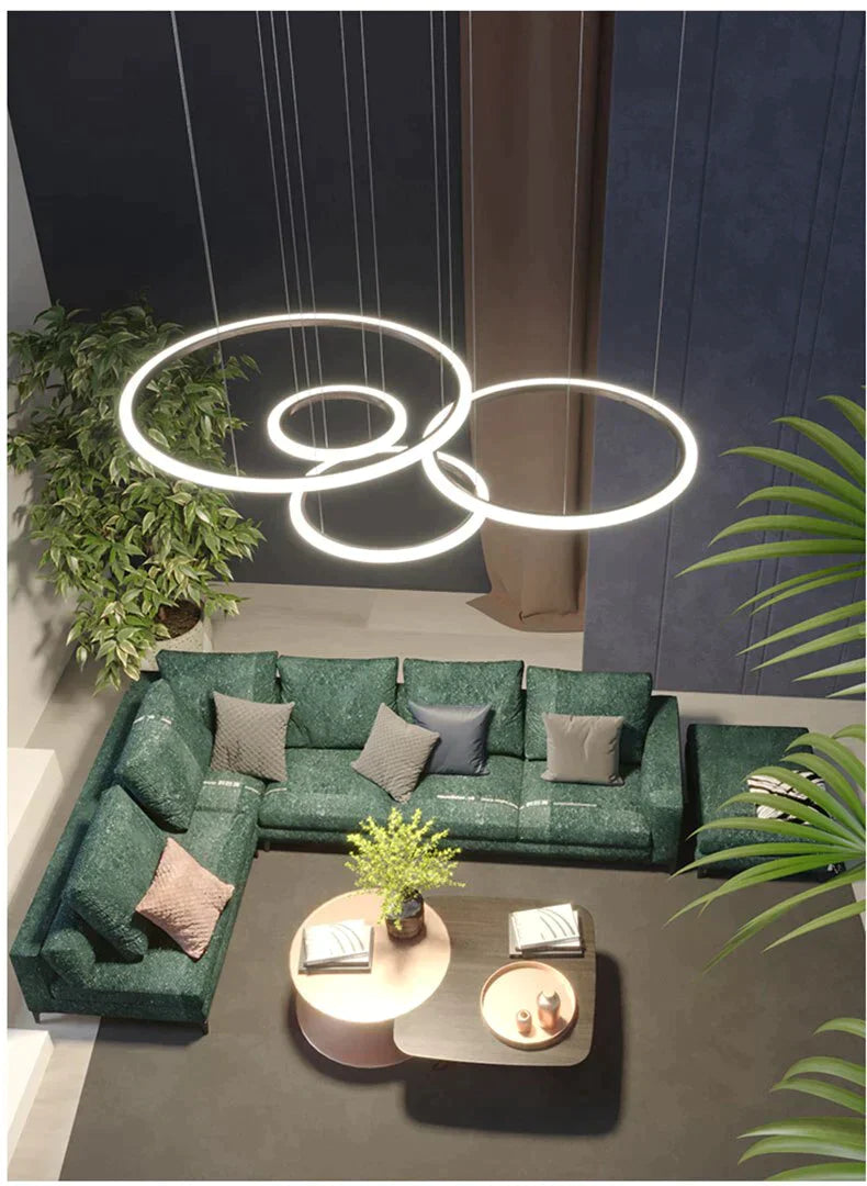 Black Circle Modern Led Pendant Light Surface Mounted Hanging Lamp Dining Room Living Luminaire