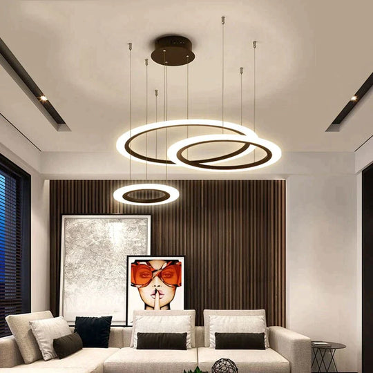 Black Circle Modern Led Pendant Light Surface Mounted Hanging Lamp Dining Room Living Luminaire