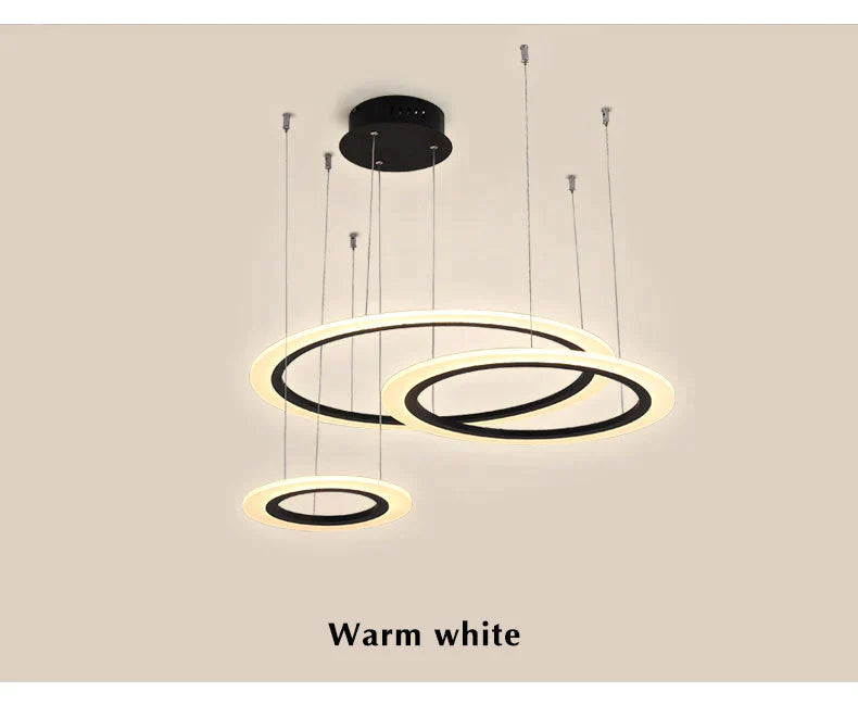 Black Circle Modern Led Pendant Light Surface Mounted Hanging Lamp Dining Room Living Luminaire / 40