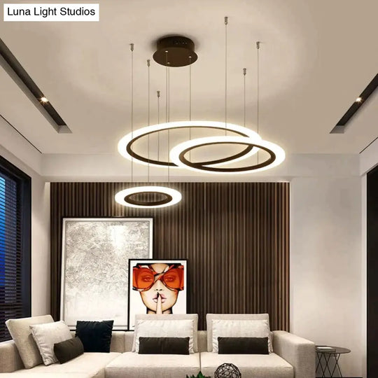 Black Circle Modern Led Pendant Light Surface Mounted Hanging Lamp Dining Room Living Luminaire