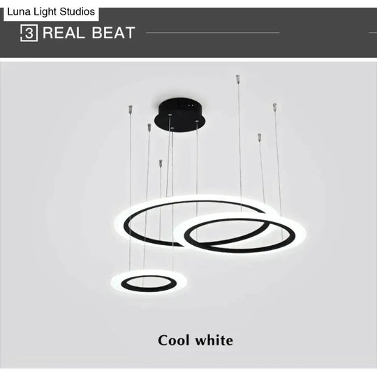 Black Circle Modern Led Pendant Light Surface Mounted Hanging Lamp Dining Room Living Luminaire