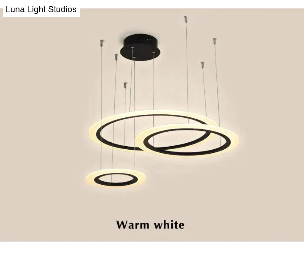 Black Circle Modern Led Pendant Light Surface Mounted Hanging Lamp Dining Room Living Luminaire