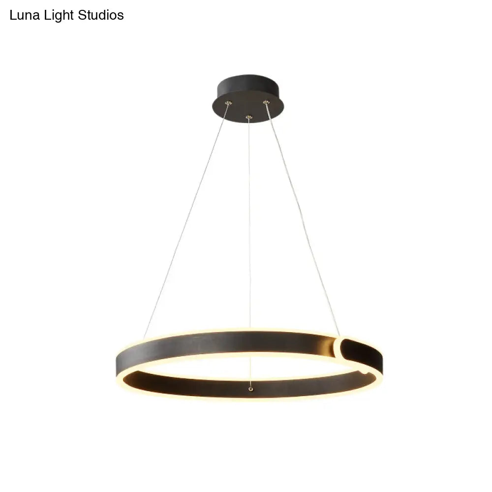 Black Circular Led Chandelier Light - Simplicity Acrylic Pendant Ideal For Dining Table Suspension