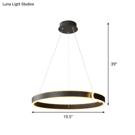 Black Circular Led Chandelier Light - Simplicity Acrylic Pendant Ideal For Dining Table Suspension