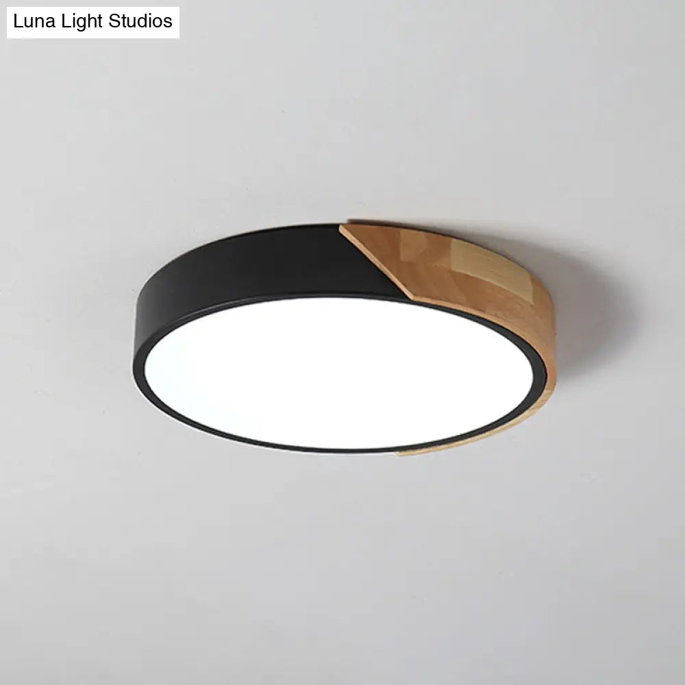 Black Circular Macaron Acrylic Led Flush Ceiling Light For Living Room