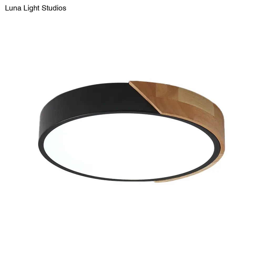 Black Circular Macaron Acrylic Led Flush Ceiling Light For Living Room