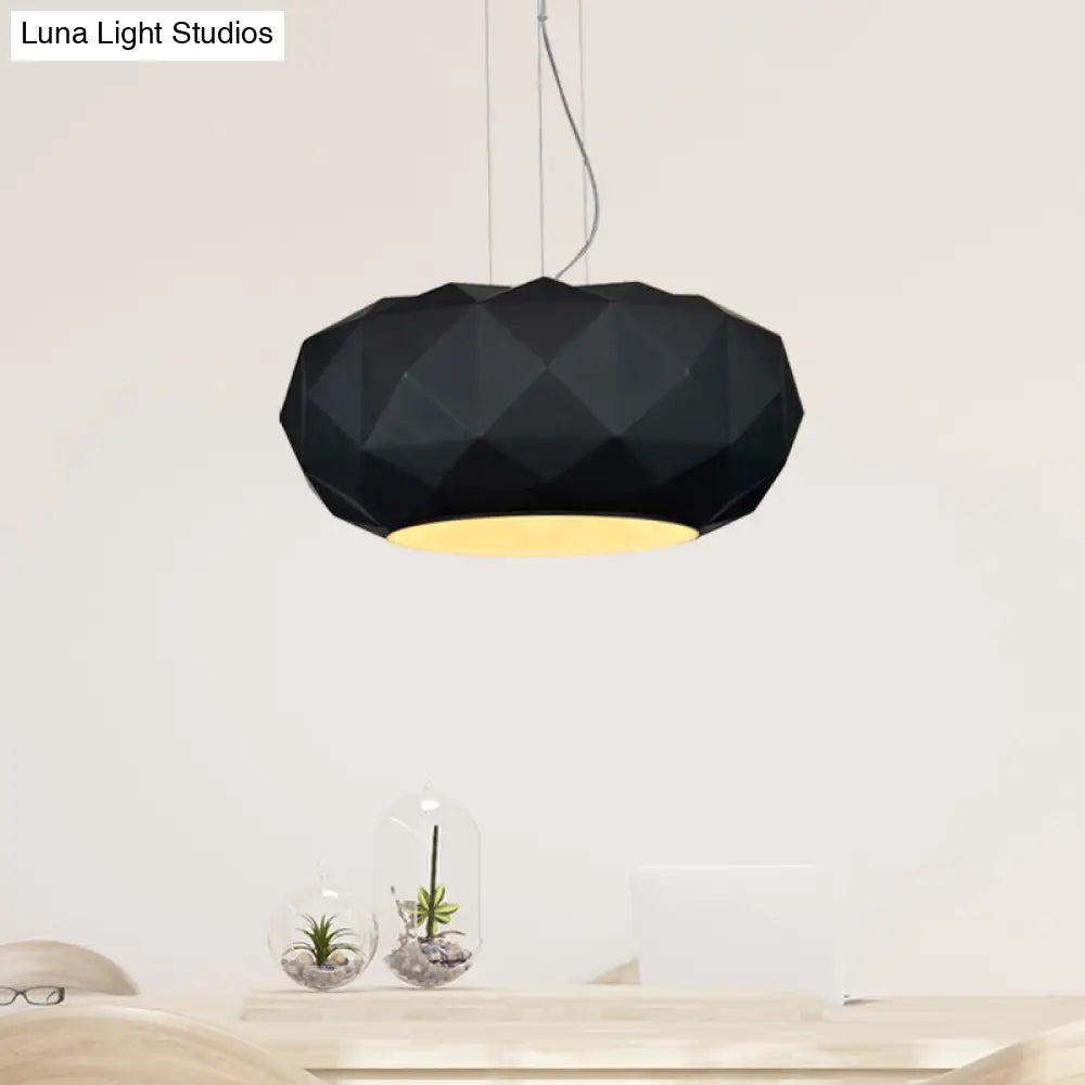 Contemporary Diamond Drop Pendant Ceiling Lamp With Drum Design In Black