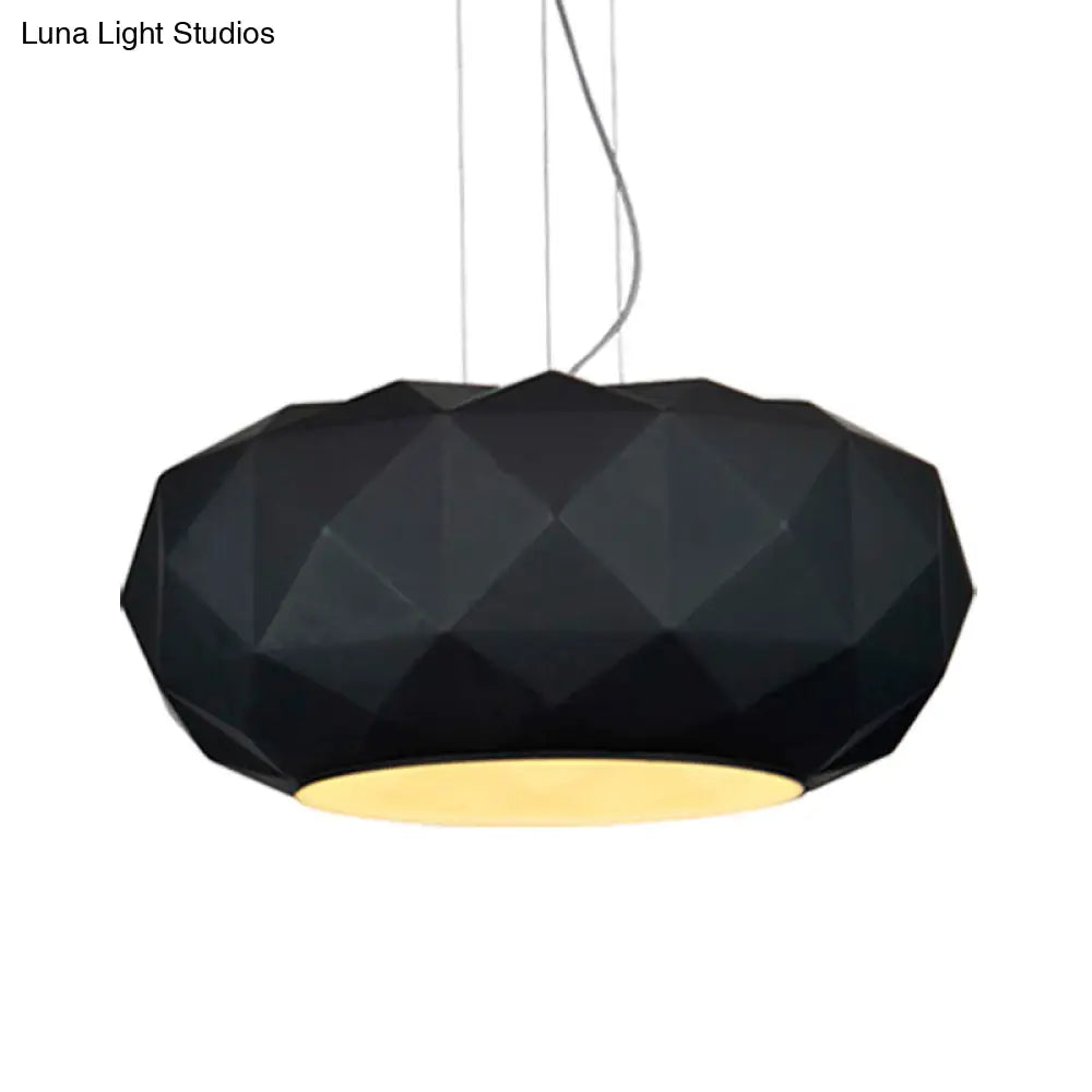 Contemporary Diamond Drop Pendant Ceiling Lamp With Drum Design In Black