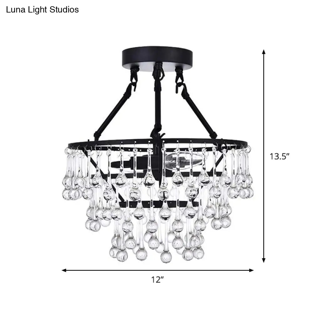 Black Crystal 2 - Light Semi Flush Chandelier With Contemporary Design