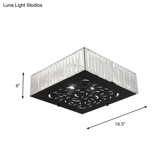 Black Crystal Block Ceiling Mounted Fixture - Simple & Elegant Flush Lighting For Bedroom