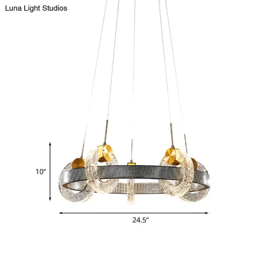 Black Crystal Chandelier: Luxurious Multi Ring Design With 5 Heads - Suspended Lighting Fixture